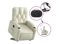 Poltrona* Poltrona Confortável | Poltrona reclinável elevatória couro artificial cor SHL741925 Creme