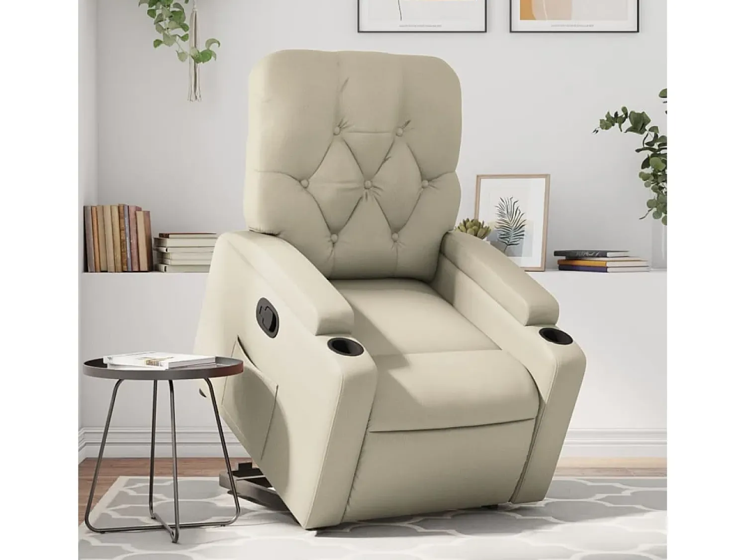 Poltrona* Poltrona Confortável | Poltrona reclinável elevatória couro artificial cor SHL741925 Creme