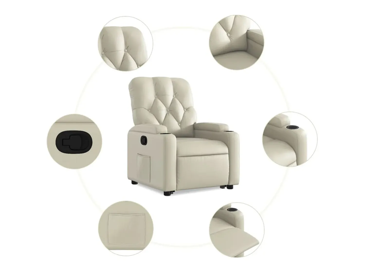 Poltrona* Poltrona Confortável | Poltrona reclinável elevatória couro artificial cor SHL741925 Creme