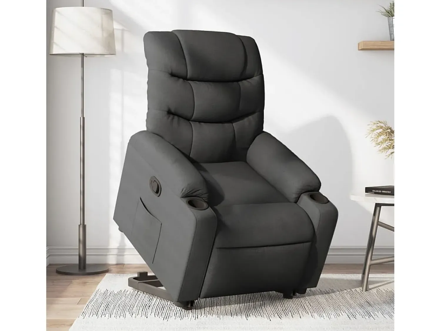 Poltrona| Poltrona Confortável | Poltrona reclinável elevatória tecido cinzento-escuro SHL208032 Cinza antracite
