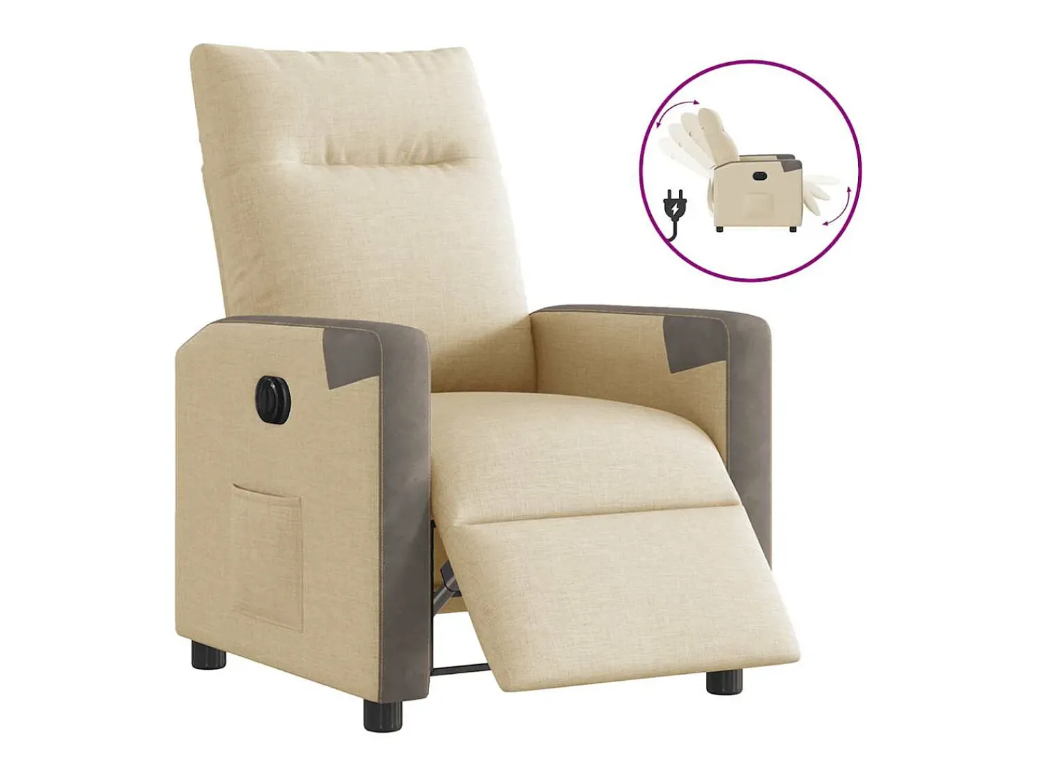 Poltrona Confortável | Poltrona reclinável elétrica tecido cor SHL303711 Creme