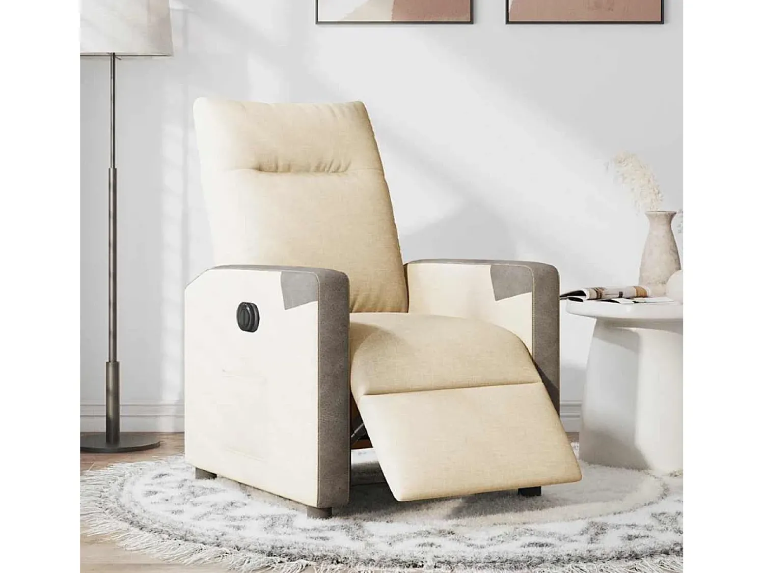 Poltrona Confortável | Poltrona reclinável elétrica tecido cor SHL303711 Creme