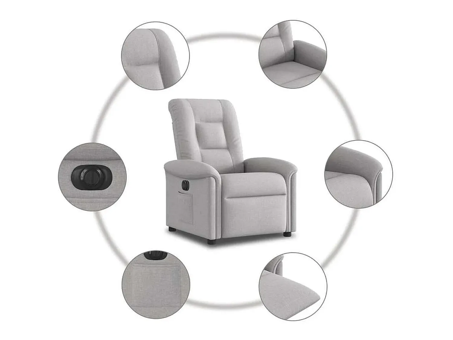 Poltrona| Poltrona Confortável | Poltrona reclinável elétrica tecido -nublado SHL648259 Cinzento