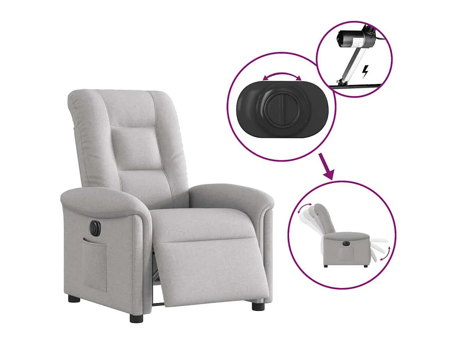 Poltrona| Poltrona Confortável | Poltrona reclinável elétrica tecido -nublado SHL648259 Cinzento