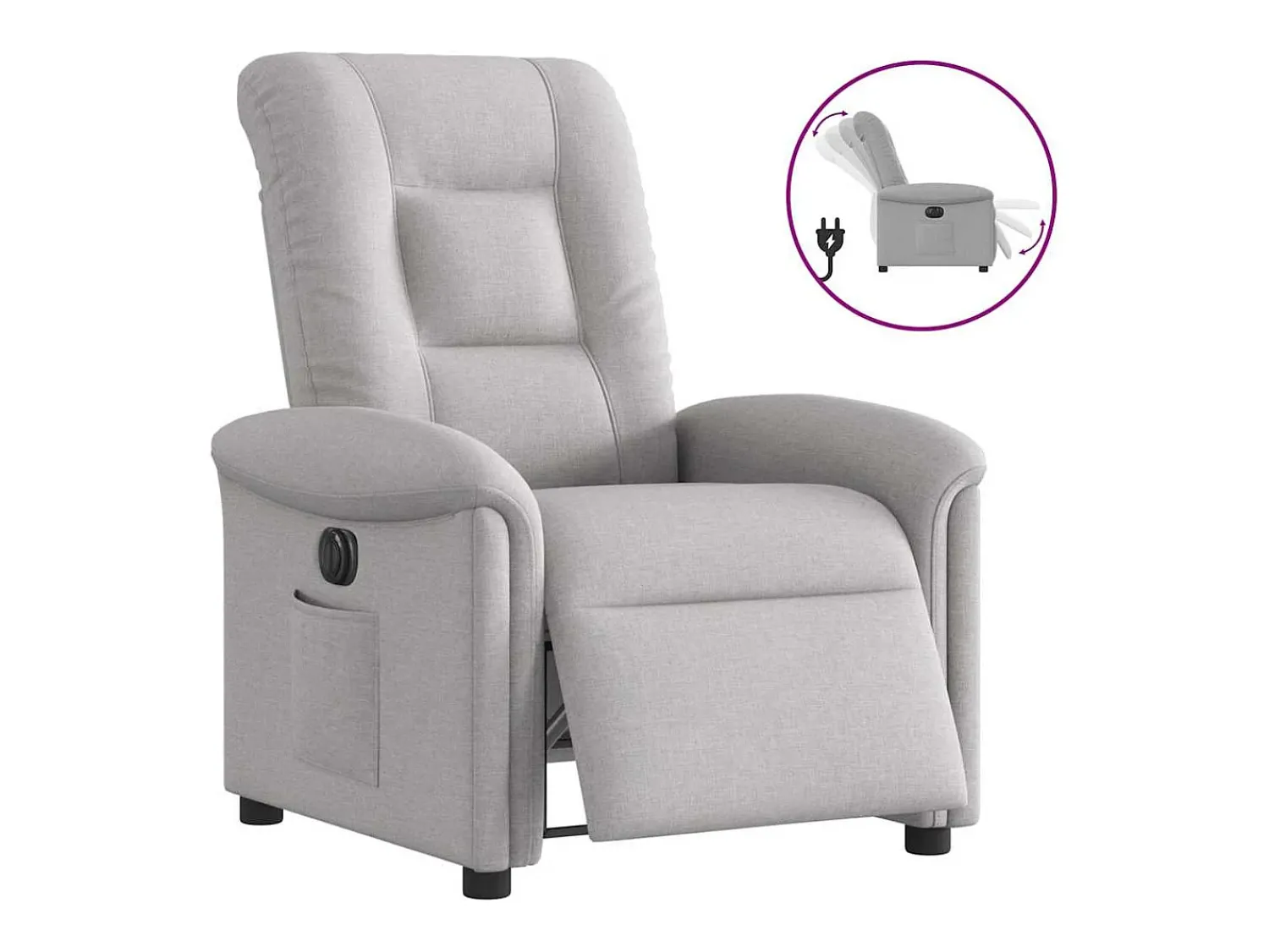 Poltrona| Poltrona Confortável | Poltrona reclinável elétrica tecido -nublado SHL648259 Cinzento