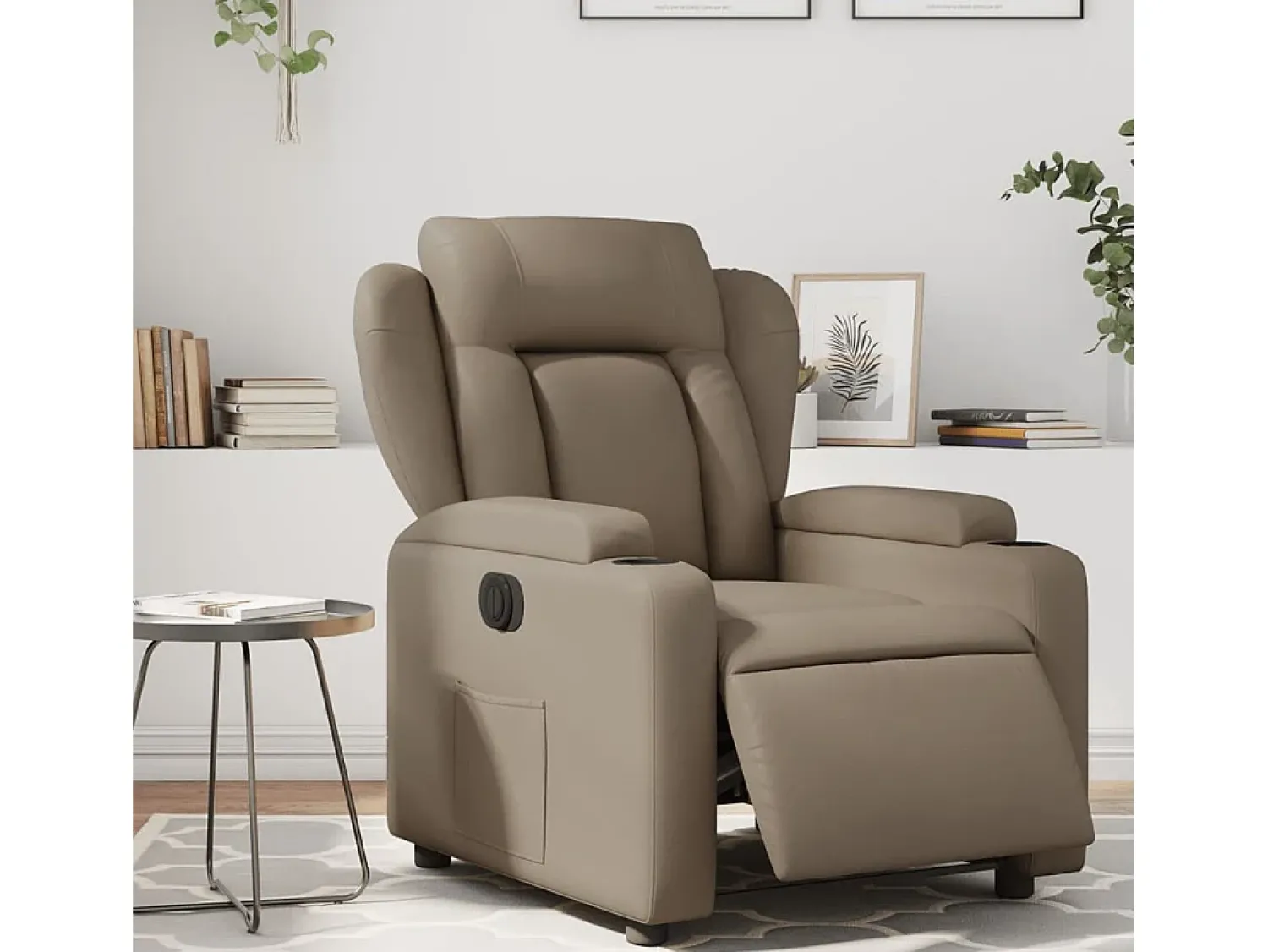 Poltrona| Poltrona Confortável | Poltrona reclinável elétrica couro artificial cor cappuccino SHL398454 Castanho