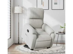 Hot Poltrona Confortável | Poltrona reclinável elevatória tecido de microfibra cinza-claro SHL132236 Cinzento