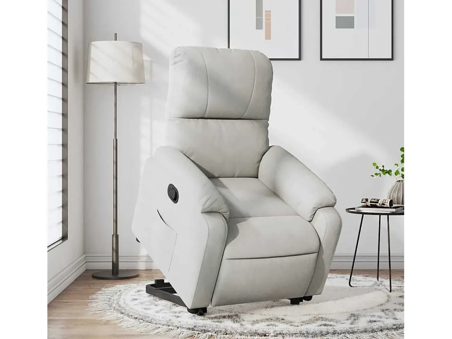 Hot Poltrona Confortável | Poltrona reclinável elevatória tecido de microfibra cinza-claro SHL132236 Cinzento