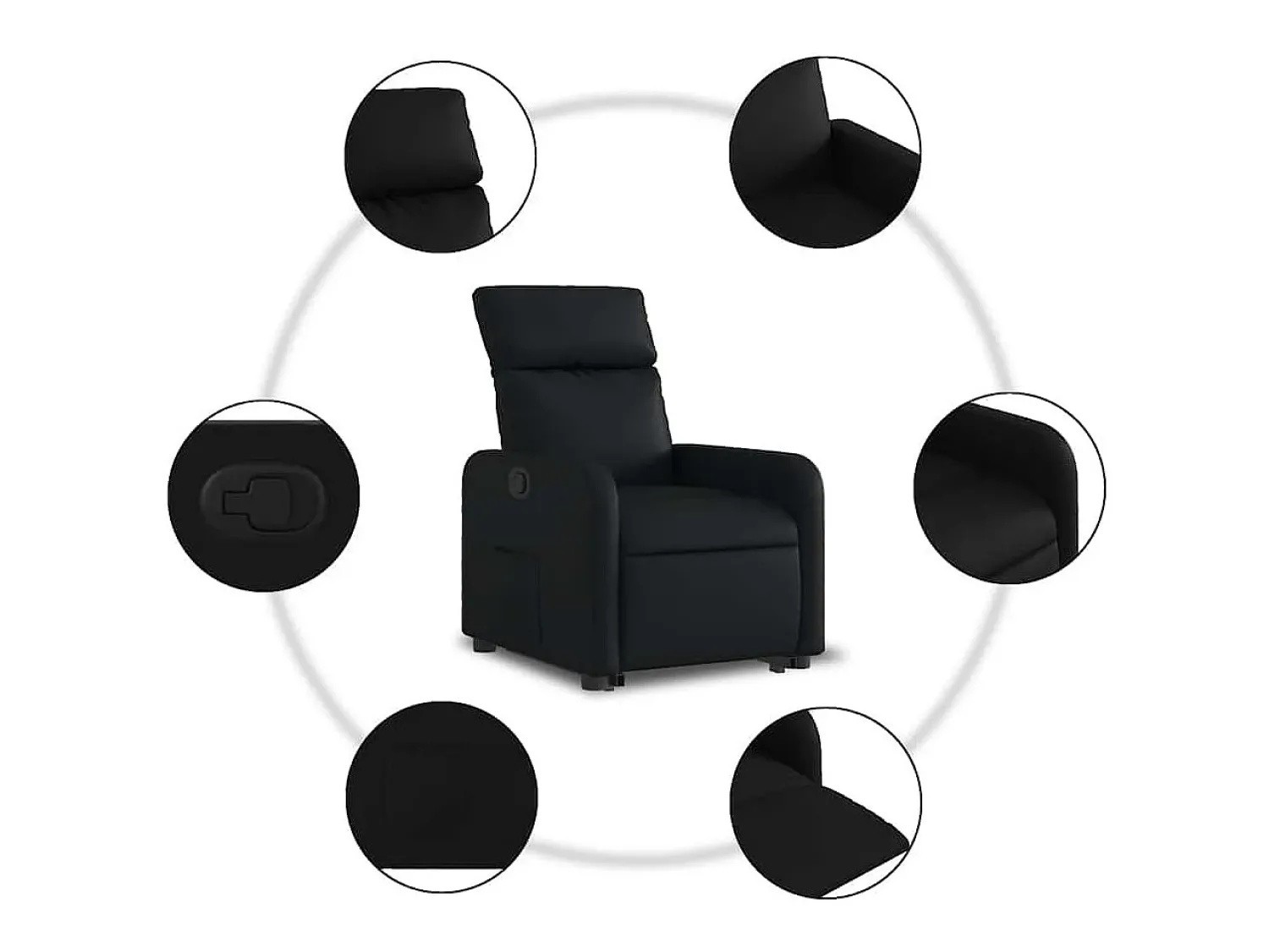 Poltrona Confortável | Poltrona reclinável elevatória couro artificial SHL444801 Preto