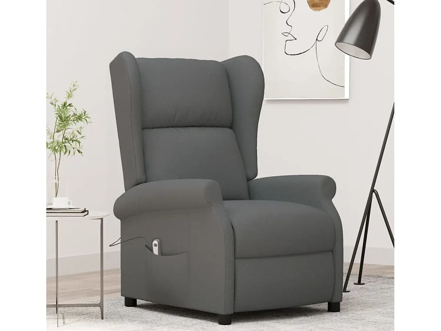 Poltrona| Poltrona Confortável | Poltrona reclinável elétrica tecido cinza-escuro SHL343372 Cinza antracite