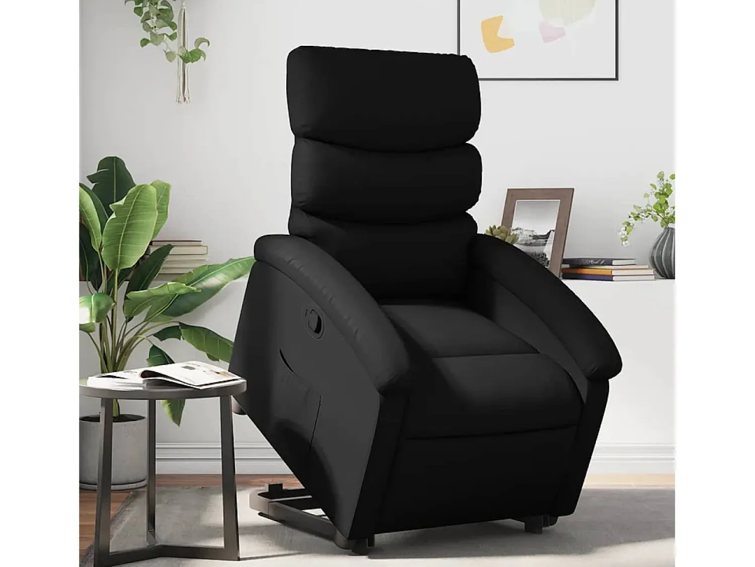 Poltrona| Poltrona Confortável | Poltrona reclinável elevatória couro artificial SHL192890 Preto