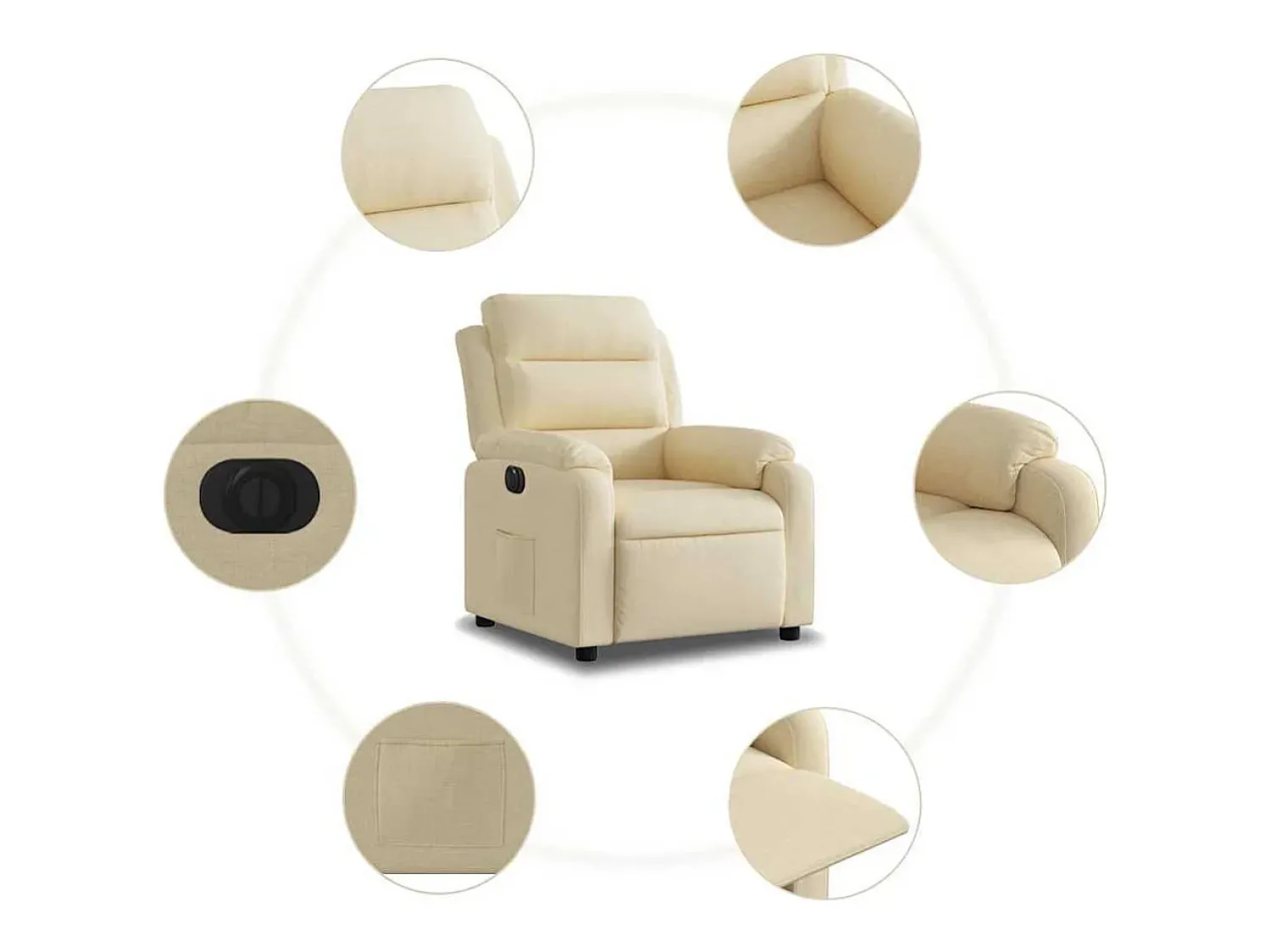 Poltrona Confortável | Poltrona reclinável elétrica tecido cor SHL81493^ Poltrona