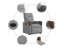 Poltrona| Poltrona Confortável | Poltrona reclinável elevatória tecido -claro SHL681954 Cinzento