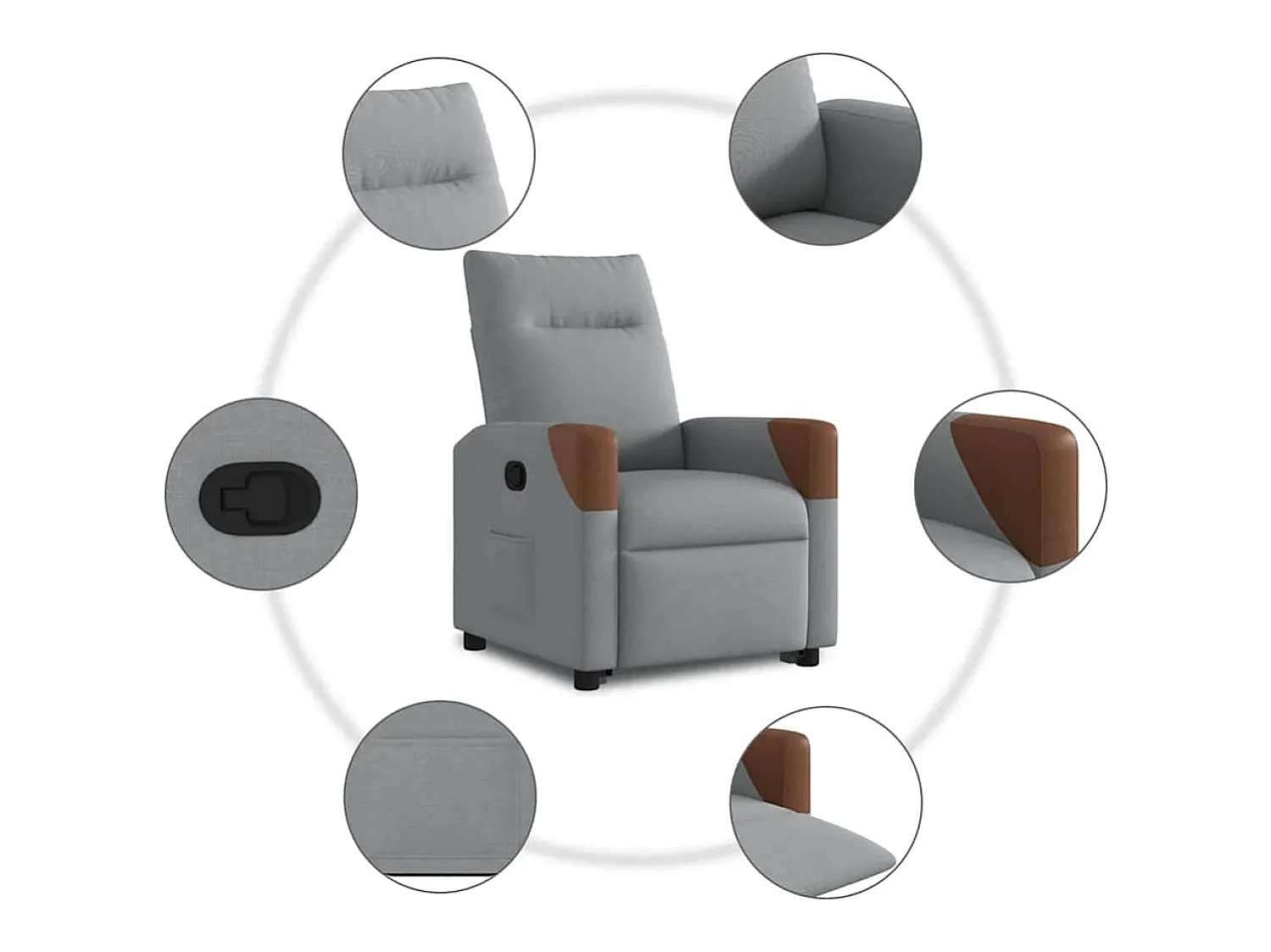 Poltrona| Poltrona Confortável | Poltrona reclinável elevatória tecido -claro SHL681954 Cinzento