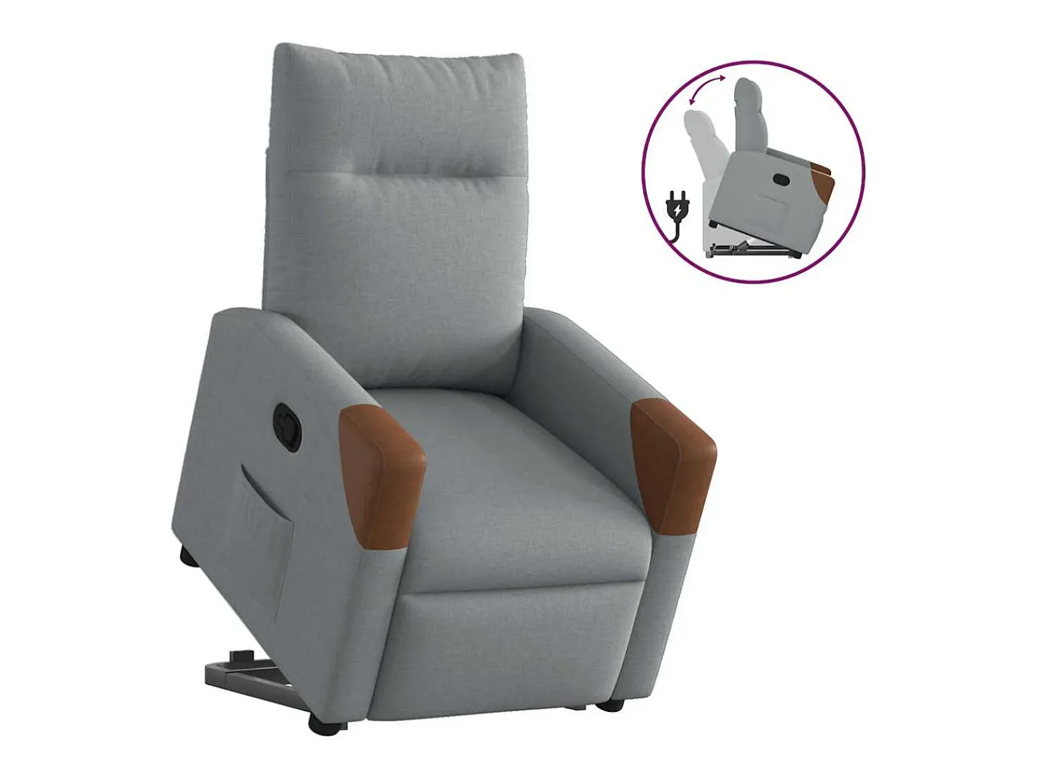 Poltrona| Poltrona Confortável | Poltrona reclinável elevatória tecido -claro SHL681954 Cinzento