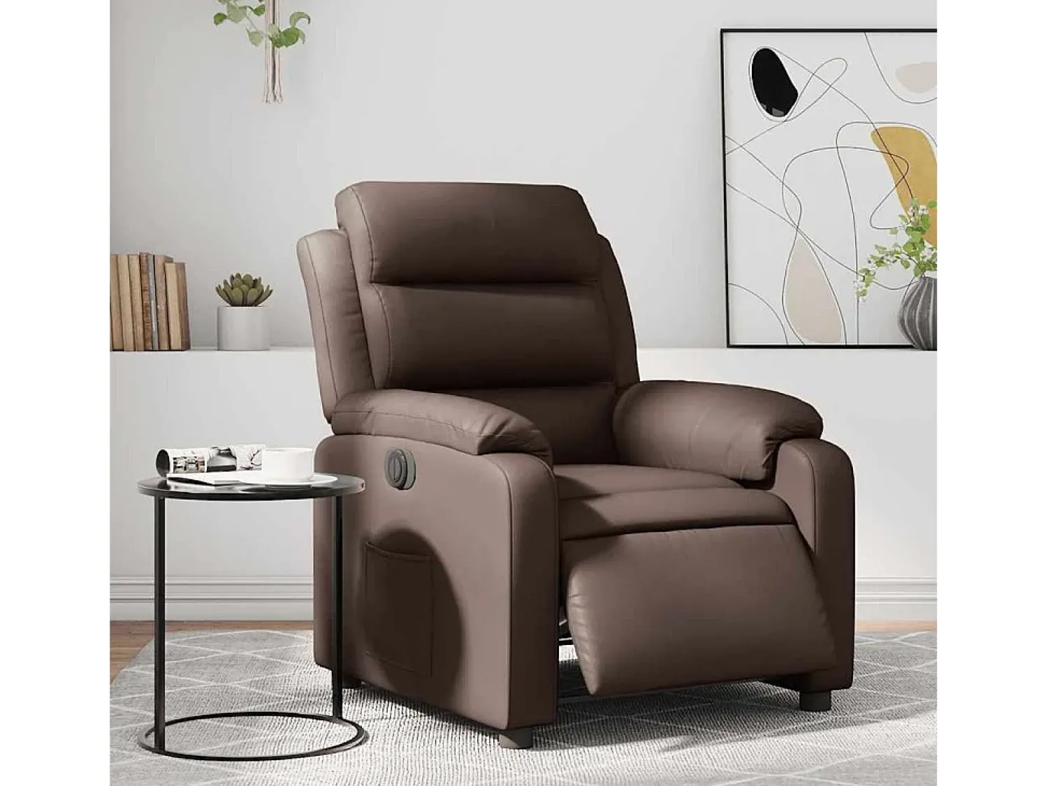 Poltrona Confortável | Poltrona reclinável elétrica couro artificial SHL425040^ Poltrona