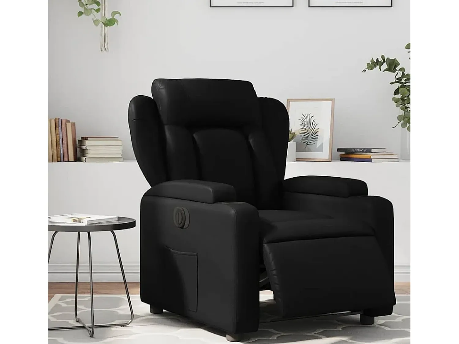 Poltrona* Poltrona Confortável | Poltrona reclinável elétrica couro artificial SHL471340 Preto