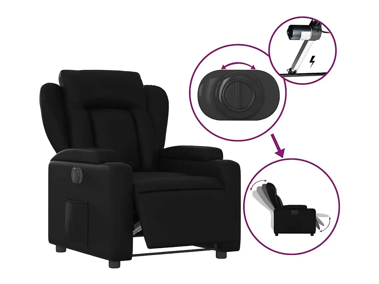 Poltrona* Poltrona Confortável | Poltrona reclinável elétrica couro artificial SHL471340 Preto