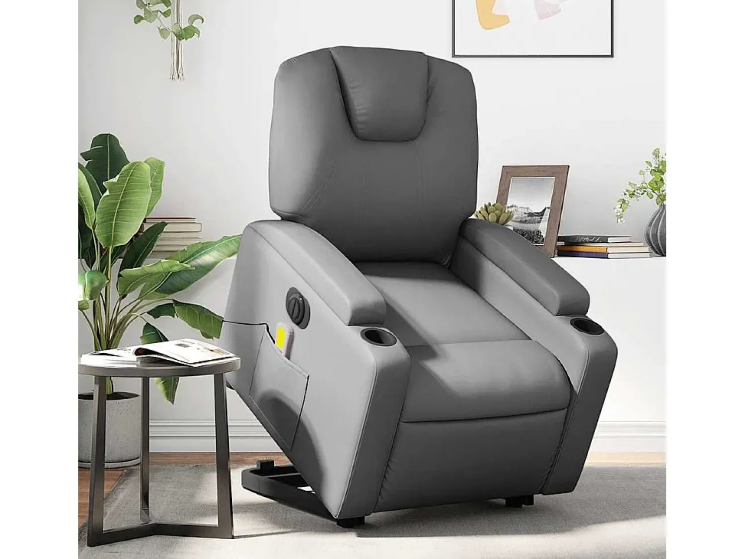Poltrona* Poltrona Confortável | Poltrona reclinável elevatória elétrica couro artificial cinza SHL948503 Cinzento