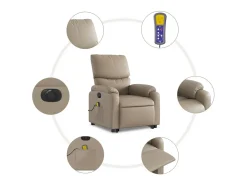 Poltrona Confortável | Poltrona reclinável elevatória elétrica couro artif. cappuccino SHL163506^ Poltrona