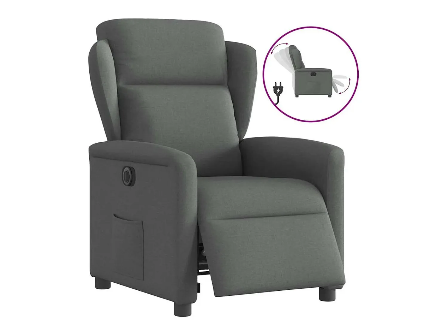 Poltrona* Poltrona Confortável | Poltrona reclinável elétrica tecido cinzento-escuro SHL303709 Cinza antracite