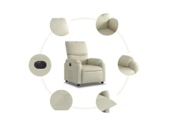 Online Poltrona Confortável | Poltrona reclinável elétrica couro artificial cor SHL985838 Creme