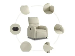 Online Poltrona Confortável | Poltrona reclinável elétrica couro artificial cor SHL985838 Creme