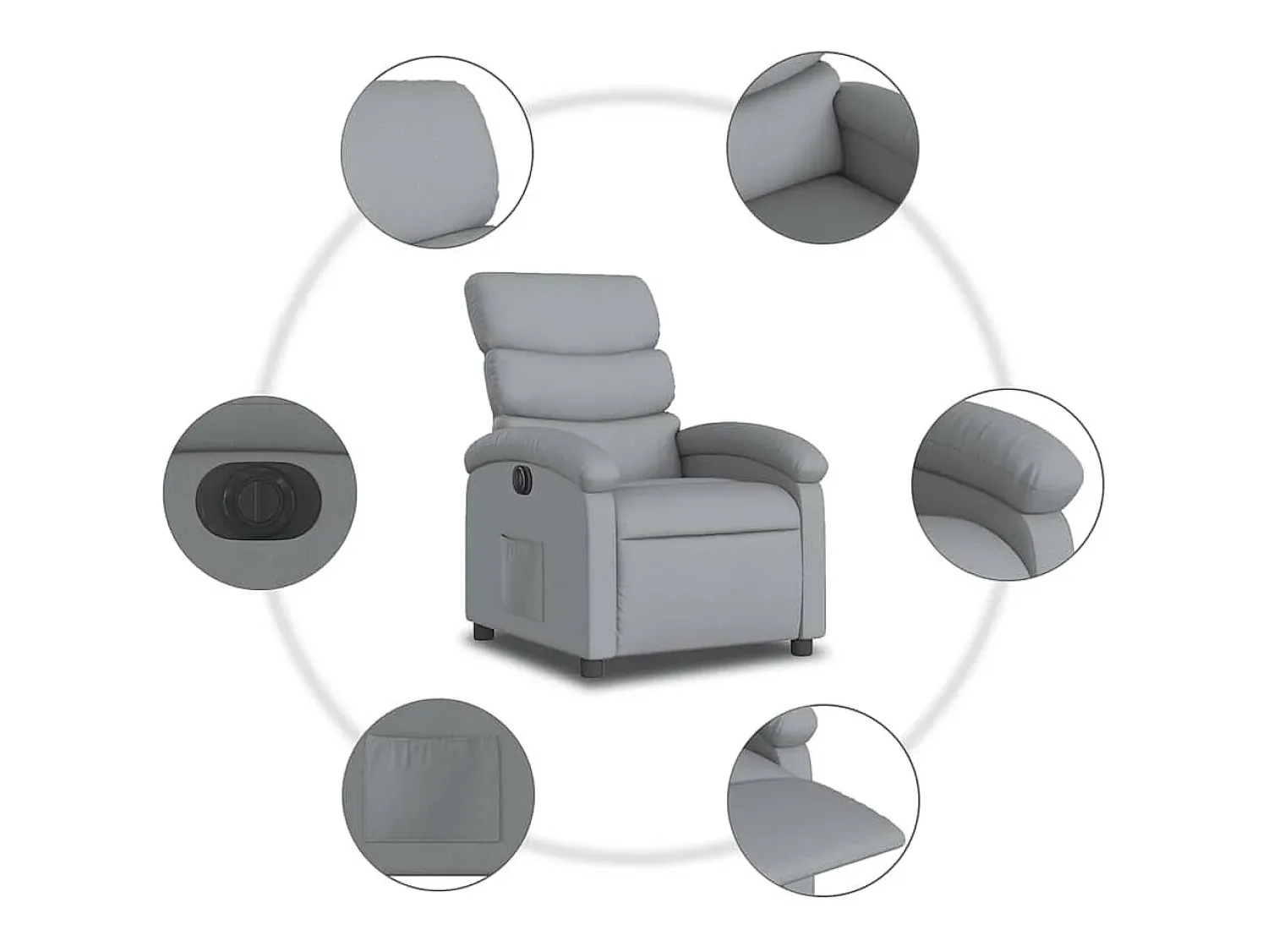 Poltrona| Poltrona Confortável | Poltrona reclinável elétrica tecido -claro SHL587418 Cinzento