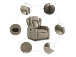 Poltrona| Poltrona Confortável | Poltrona reclinável elevatória couro artificial cor cappuccino SHL976380 Castanho