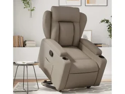 Poltrona| Poltrona Confortável | Poltrona reclinável elevatória couro artificial cor cappuccino SHL976380 Castanho
