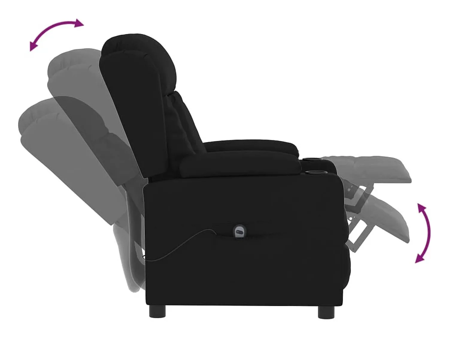 New Poltrona Confortável | Poltrona reclinável elétrica couro artificial SHL845616 Preto