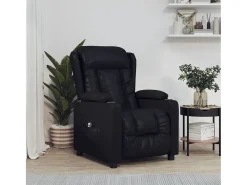 New Poltrona Confortável | Poltrona reclinável elétrica couro artificial SHL845616 Preto