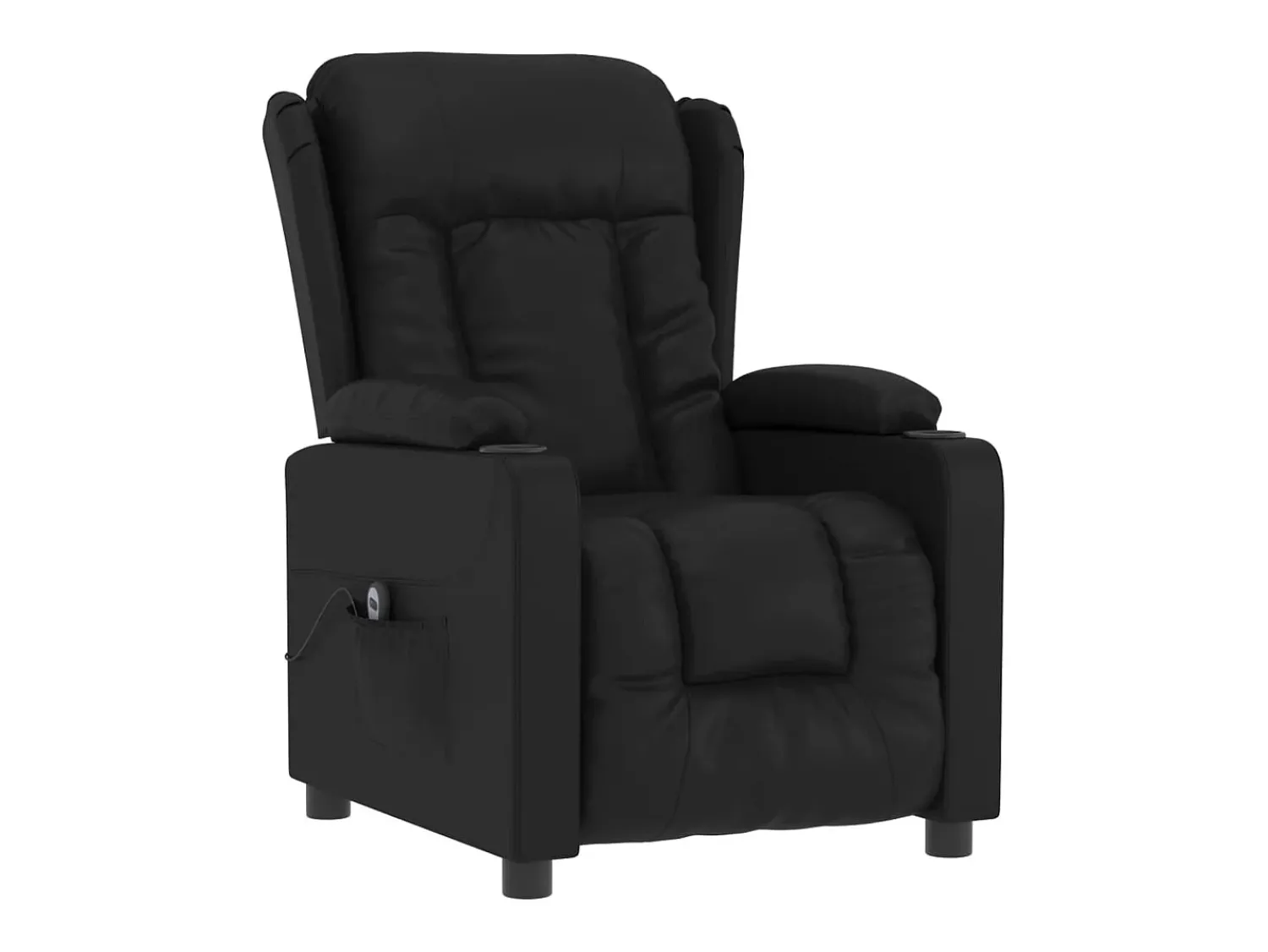 New Poltrona Confortável | Poltrona reclinável elétrica couro artificial SHL845616 Preto