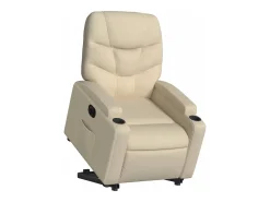 Clearance Poltrona Confortável | Poltrona reclinável elevatória elétrica tecido cor SHL771535 Creme