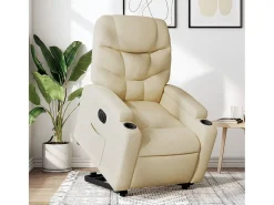 Clearance Poltrona Confortável | Poltrona reclinável elevatória elétrica tecido cor SHL771535 Creme