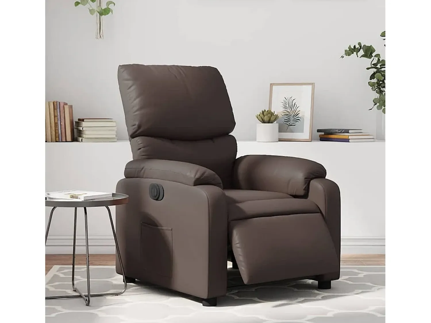 Poltrona* Poltrona Confortável | Poltrona reclinável elétrica couro artificial SHL8023 Castanho