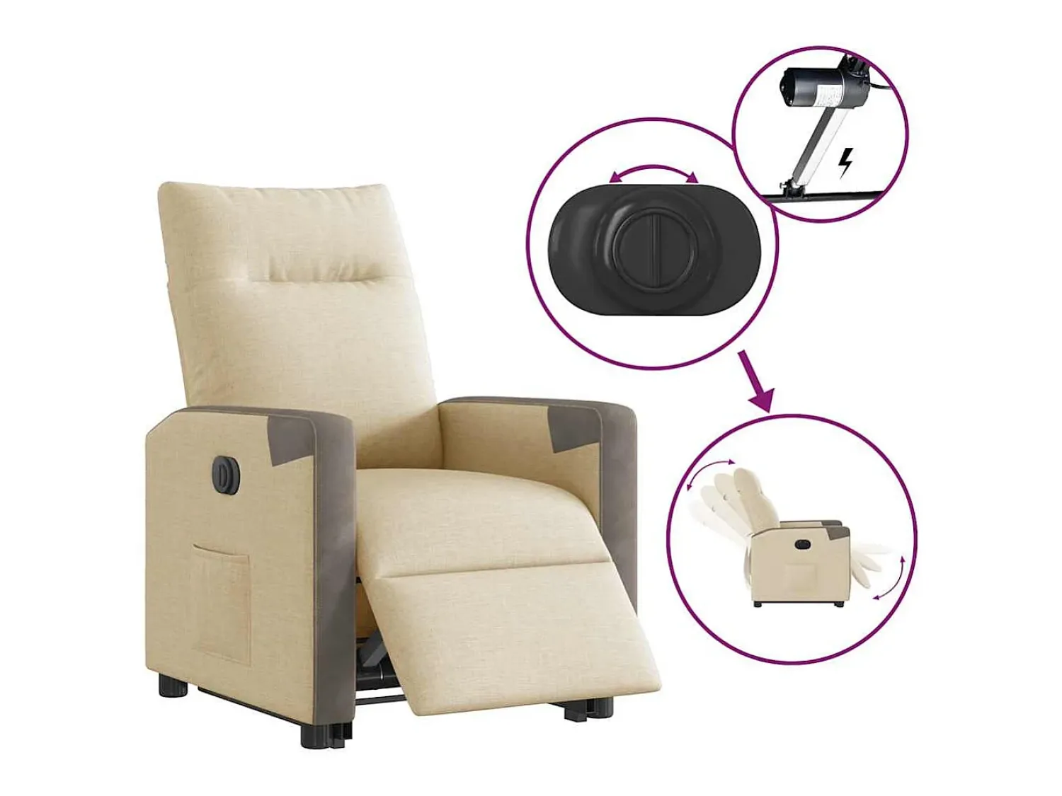 Poltrona* Poltrona Confortável | Poltrona reclinável elevatória elétrica tecido cor SHL776034 Creme