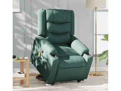 Hot Poltrona Confortável | Poltrona reclinável elevatória de massagens tecido verde-escuro SHL892494 Verde pinho