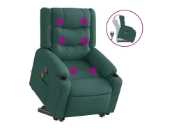 Hot Poltrona Confortável | Poltrona reclinável elevatória de massagens tecido verde-escuro SHL892494 Verde pinho