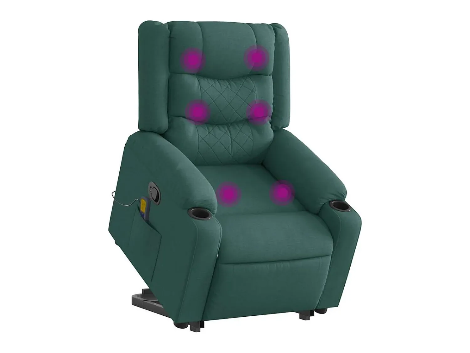 Hot Poltrona Confortável | Poltrona reclinável elevatória de massagens tecido verde-escuro SHL892494 Verde pinho