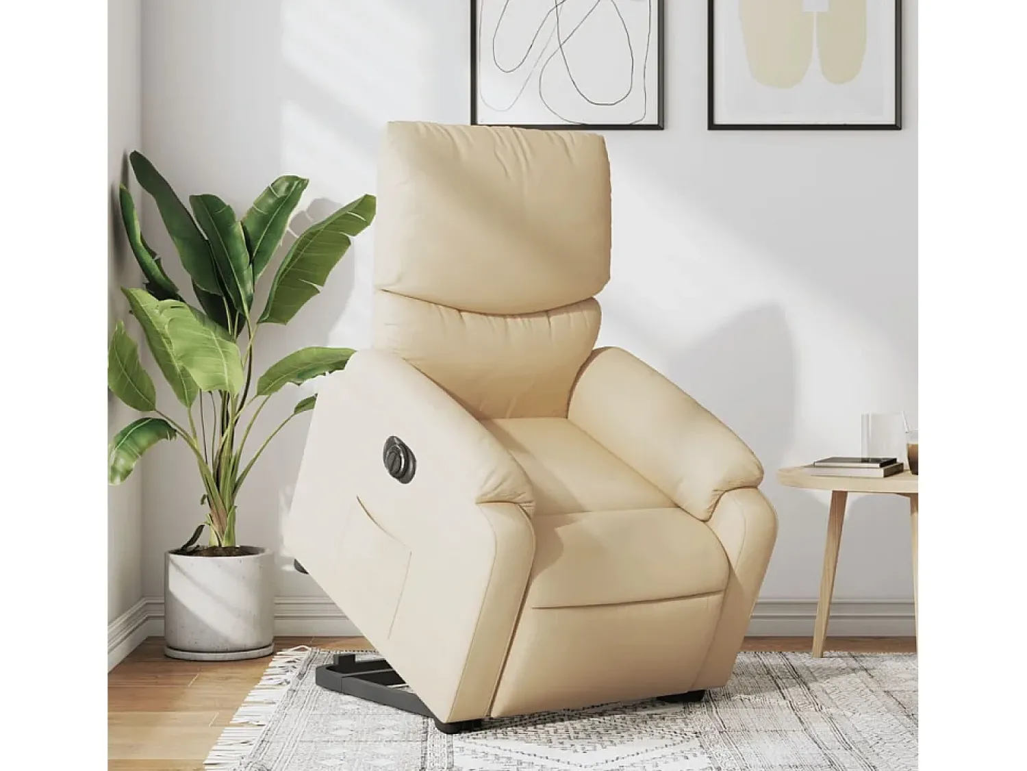 Sale Poltrona Confortável | Poltrona reclinável elevatória elétrica tecido cor SHL298009 Creme