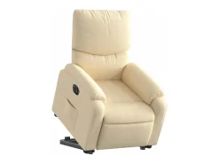 Sale Poltrona Confortável | Poltrona reclinável elevatória elétrica tecido cor SHL298009 Creme