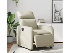 Poltrona* Poltrona Confortável | Poltrona reclinável elétrica couro artificial cor SHL209967 Creme