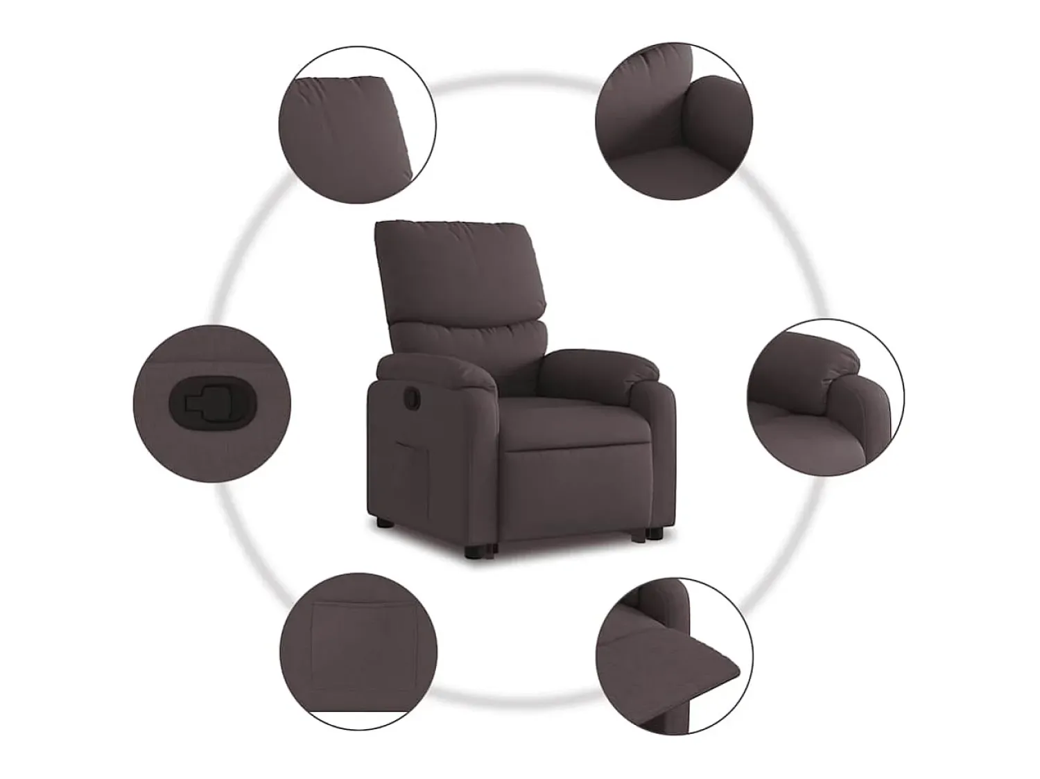 Poltrona| Poltrona Confortável | Poltrona reclinável elevatória tecido -escuro SHL67156 Castanho