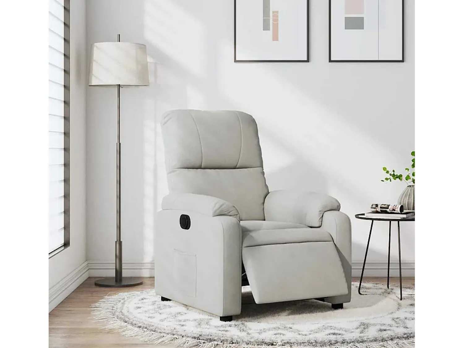 Poltrona* Poltrona Confortável | Poltrona reclinável elétrica tecido de microfibra cinza-claro SHL883788 Cinzento