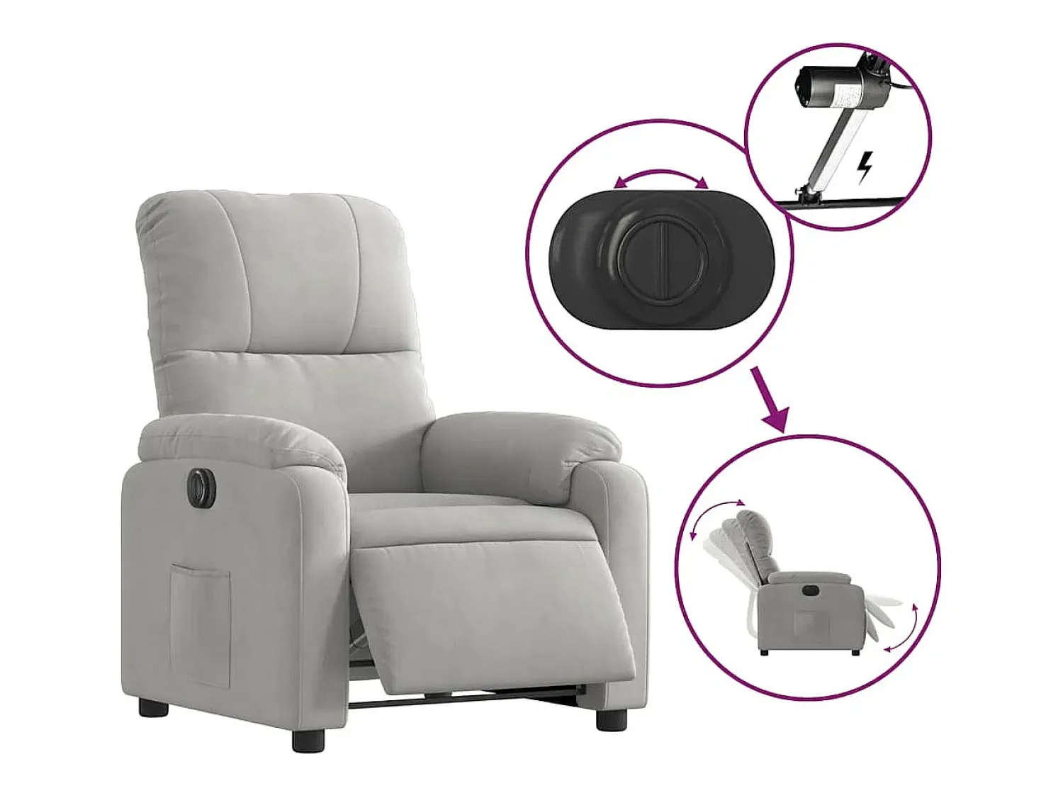 Poltrona* Poltrona Confortável | Poltrona reclinável elétrica tecido de microfibra cinza-claro SHL883788 Cinzento
