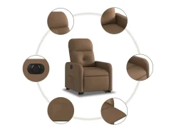 Discount Poltrona Confortável | Poltrona reclinável elevatória elétrica tecido SHL520794 Castanho