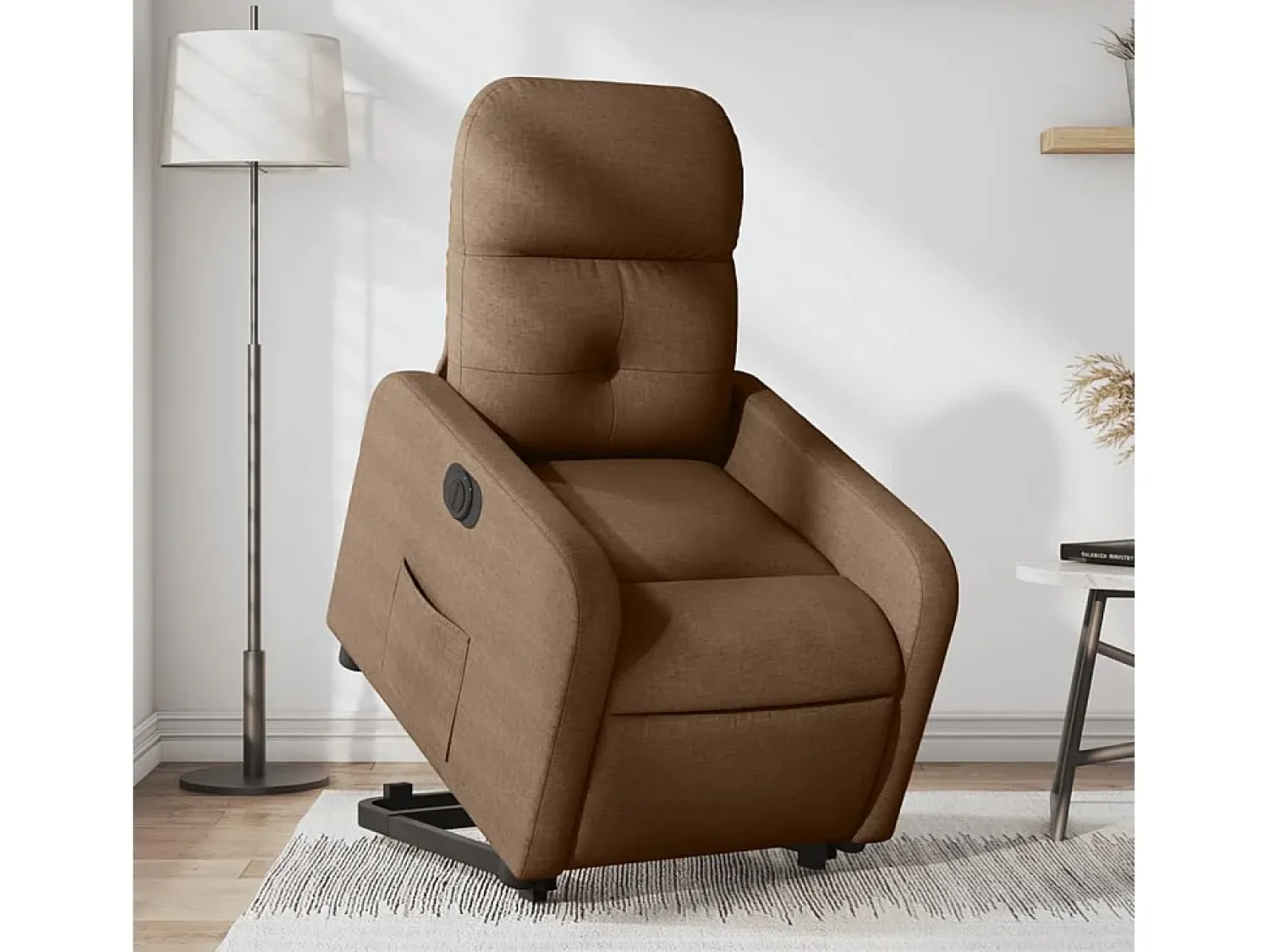 Discount Poltrona Confortável | Poltrona reclinável elevatória elétrica tecido SHL520794 Castanho
