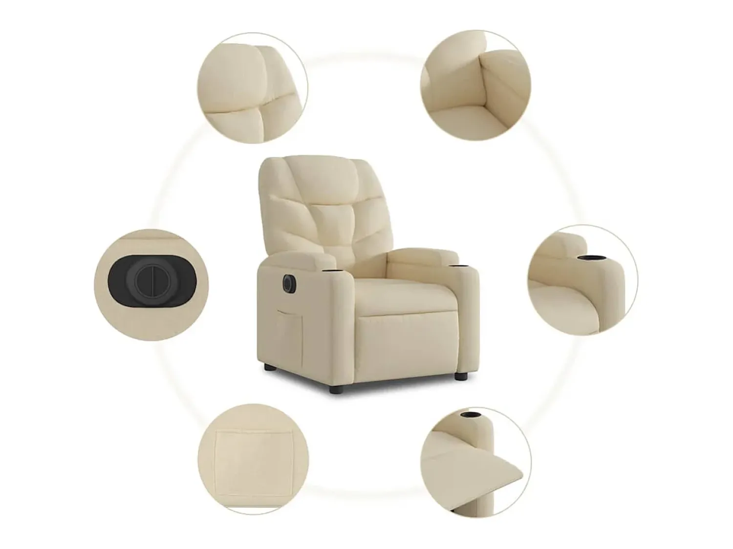 Sale Poltrona Confortável | Poltrona reclinável elétrica tecido cor SHL10323 Creme