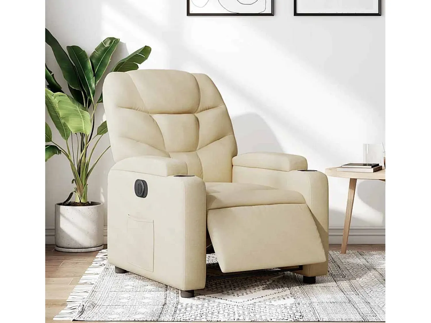 Sale Poltrona Confortável | Poltrona reclinável elétrica tecido cor SHL10323 Creme